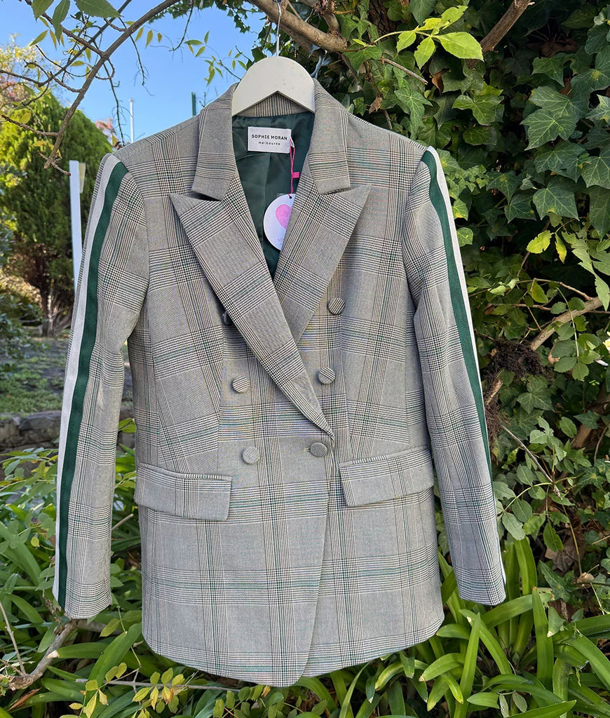 Sophie Moran Ella Checked Blazer Green Stripe
