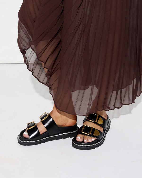 Hael & Jax Complex Black Leather Slide