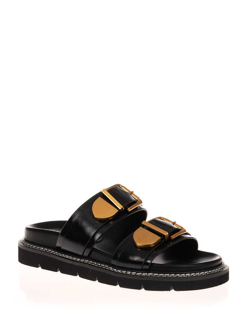 Hael & Jax Complex Black Leather Slide