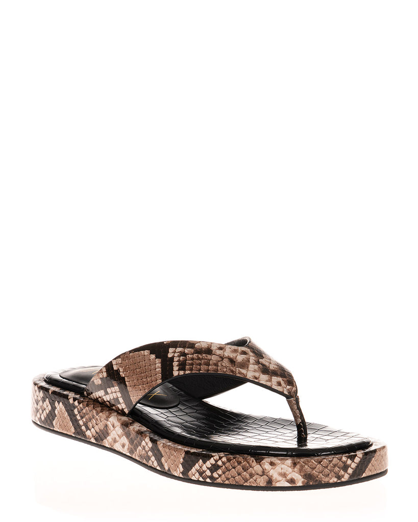 Hael & Jax Dignified Neutral Snake Leather Wedge Jandal