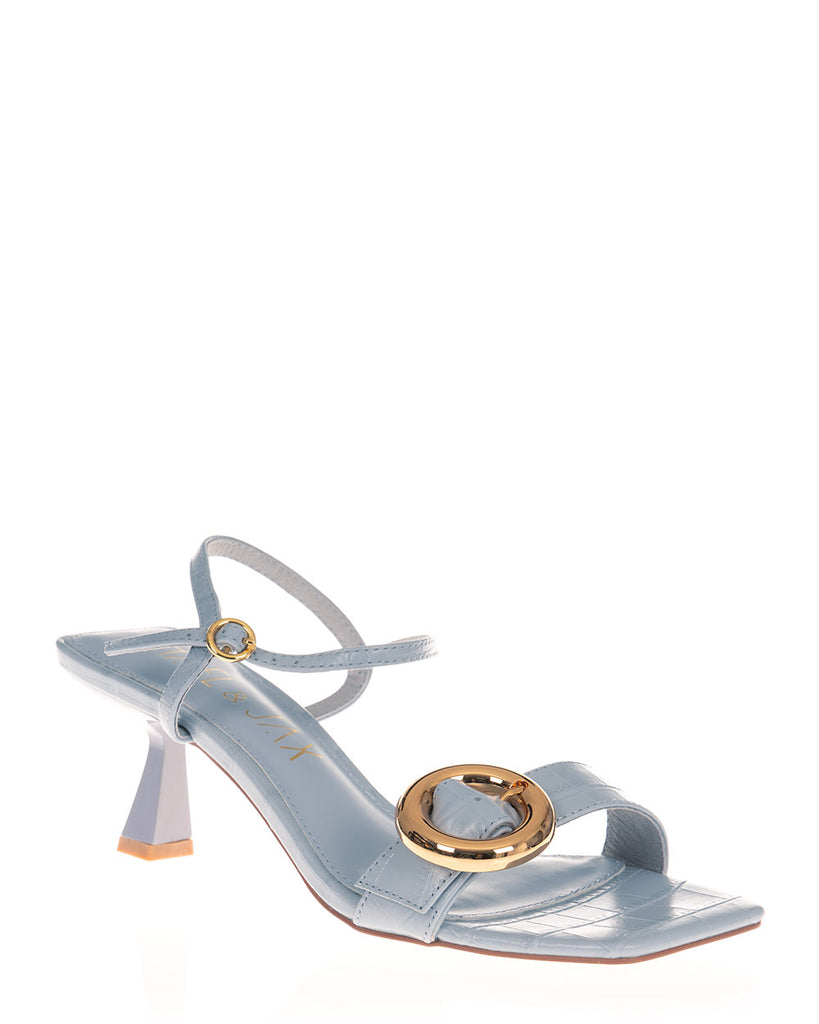 Hael & Jax Intellect Steel Blue Leather Court Sandal
