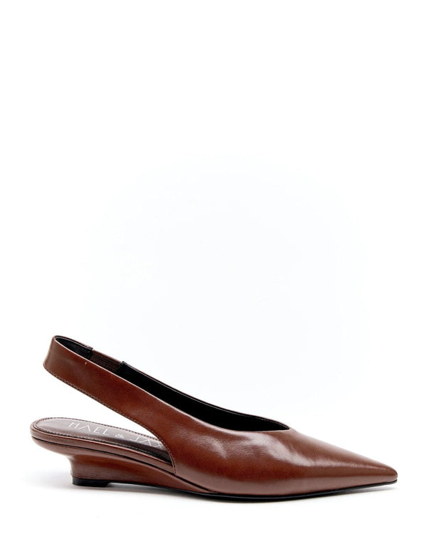Hael & Jax Layla Chocolate Leather Low Wedge Slingback Shoe