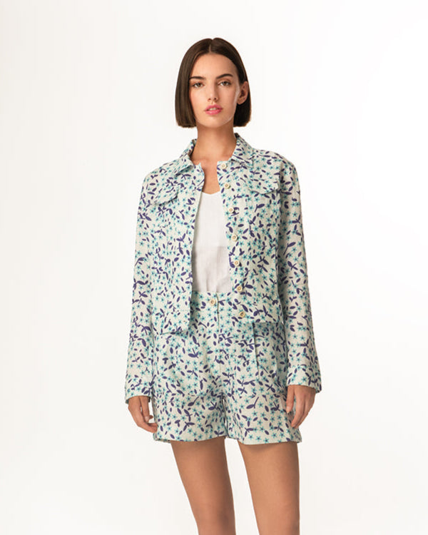Harris Cotton 3121 Blue Starflowers Linen Jacket