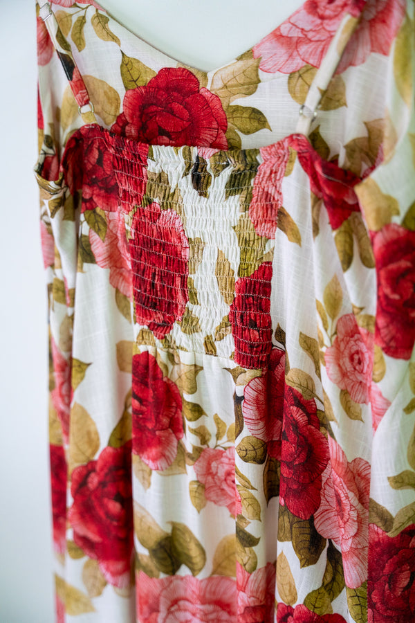 Haris Cotton 6940 Printed Dress Red Roses