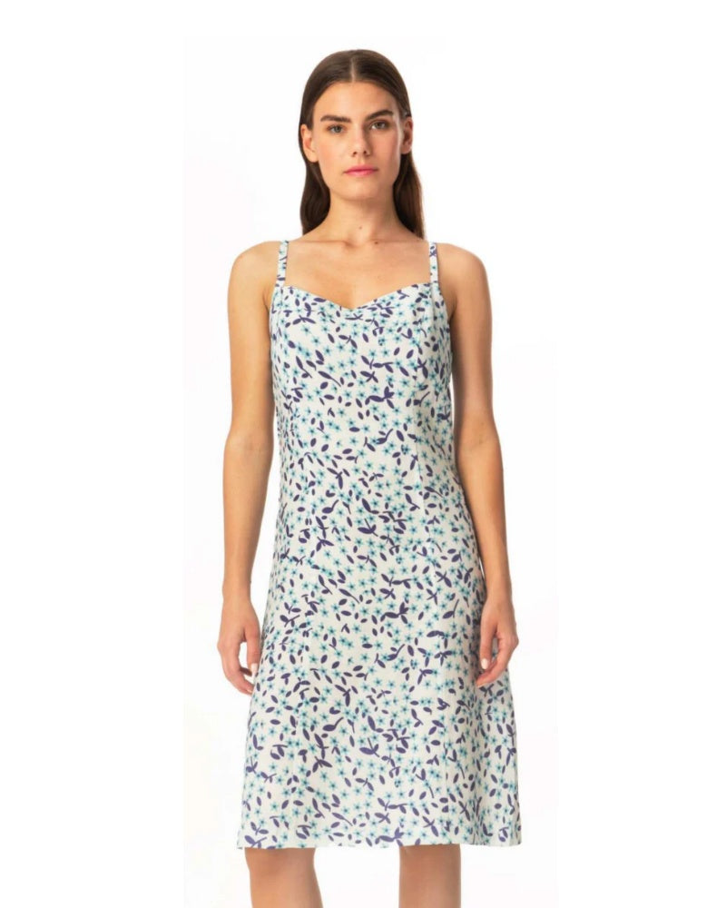 Harris Cotton 6984 Slim Fit Dress Blue Starflowers