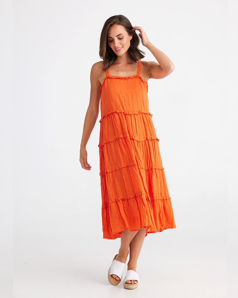 Holiday Alita Dress Orangeade Linen