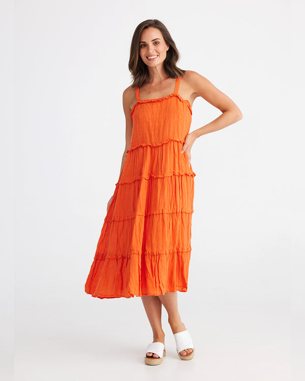 Holiday Alita Dress Orangeade Linen