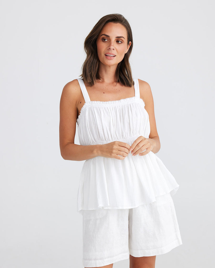 Holiday Bask Cami Top Cotton White