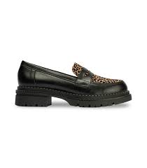 Pitillos 10796 Black Leather & Leopard Loafer