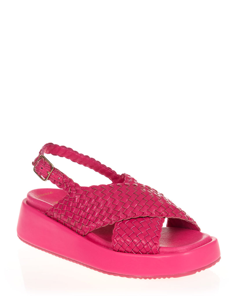Minx Tangle Hot Pink Leather Woven Sandal