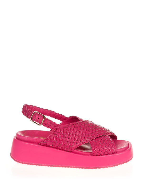 Minx Tangle Hot Pink Leather Woven Sandal