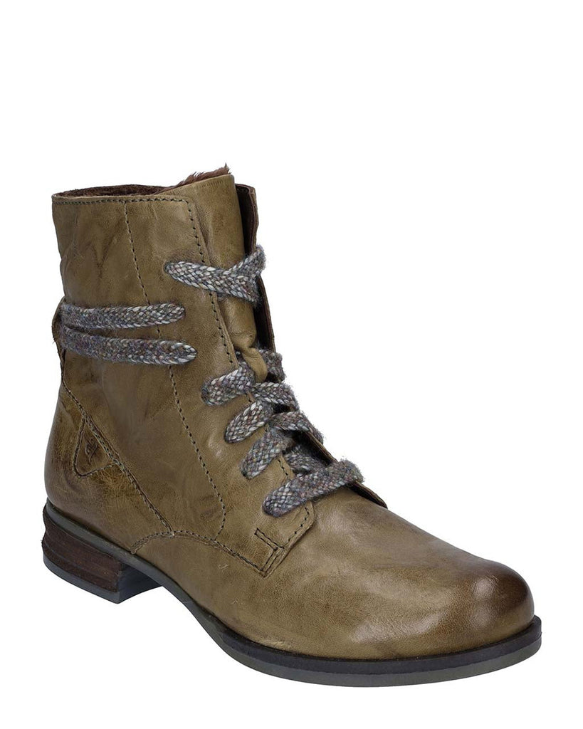 Josef Seibel Sanja 18 Olive Leather Ankle Boot
