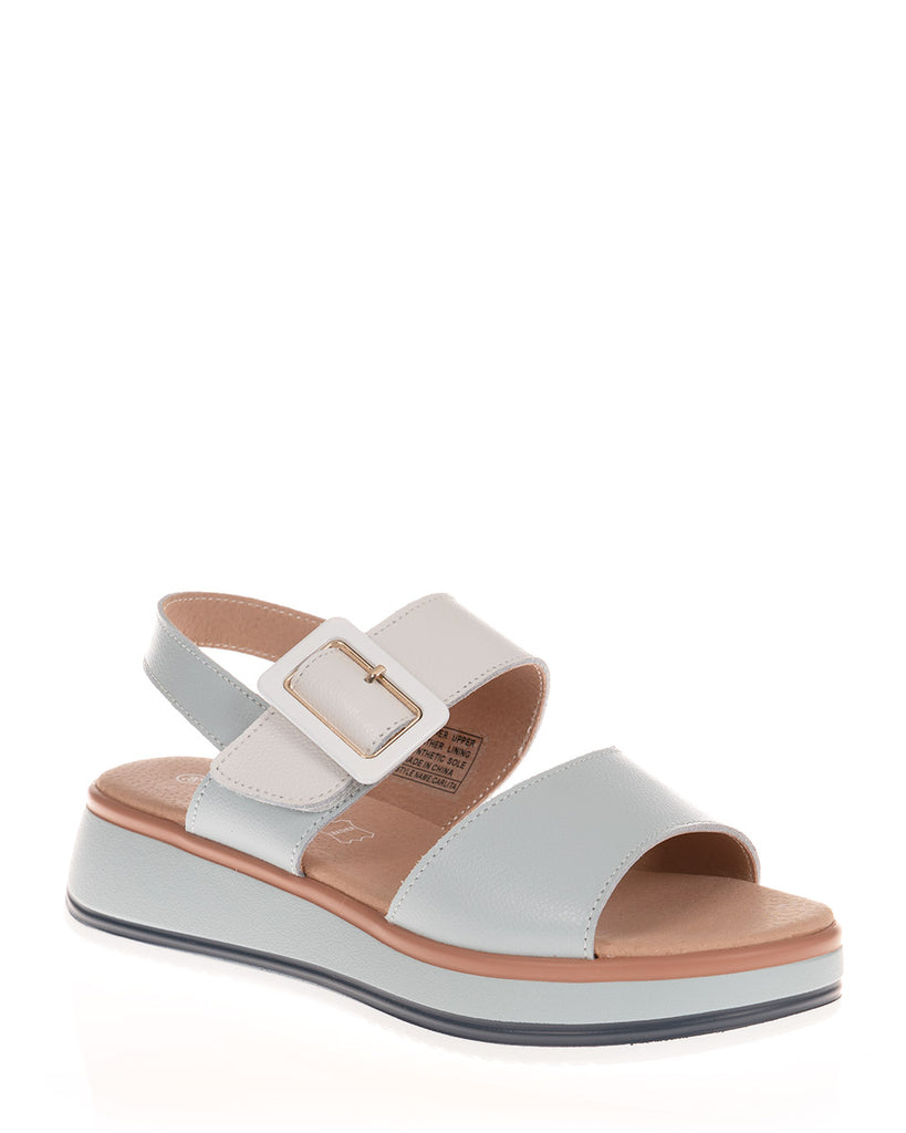 Just Bee Carlita Light Blue/White Leather Comfort Sandal