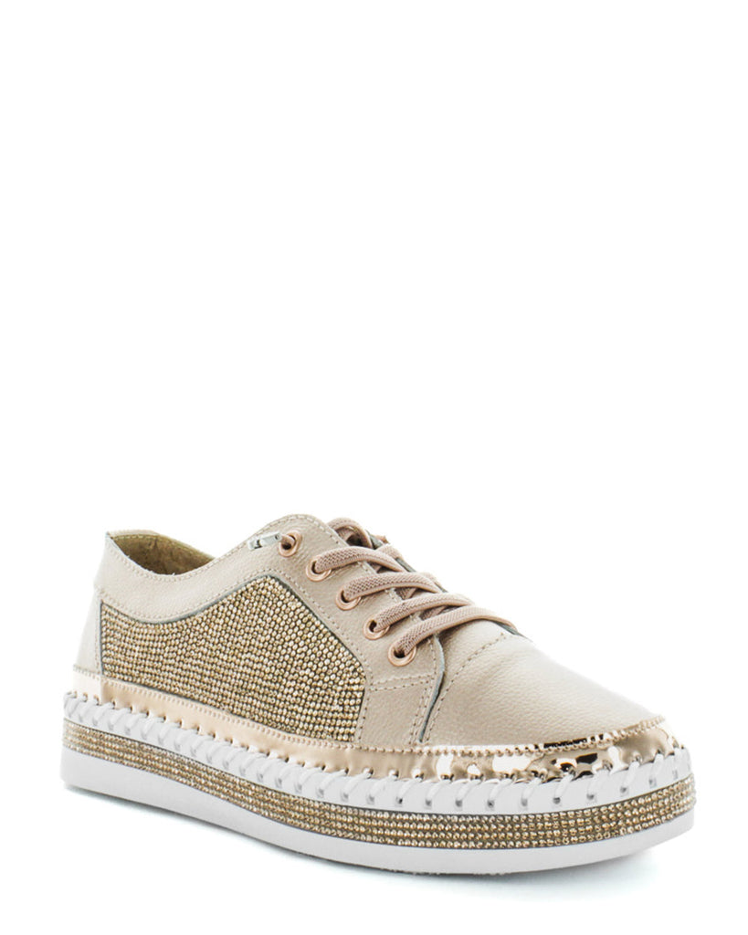 Just Bee Cristel Rose Gold Leather Sneaker