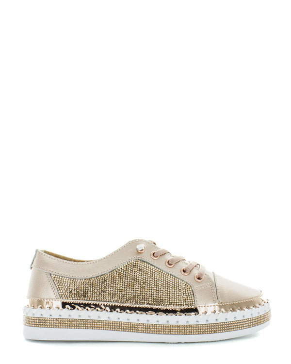 Just Bee Cristel Rose Gold Leather Sneaker