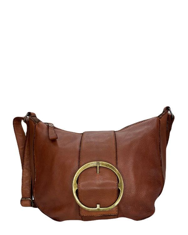 Kompanero Imani Cognac Leather Crossbody Bag