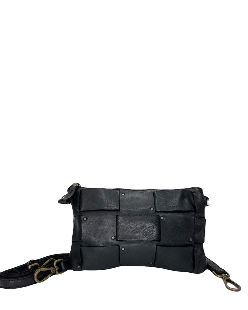 Kompanero Rio Black Leather Crossbody/Clutch Bag