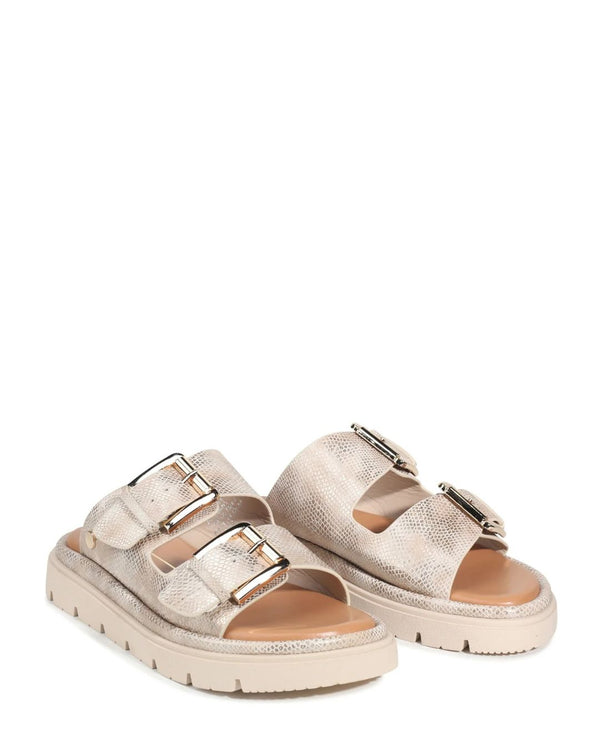 Los Cabos Toledo Beige Lizard Chunky Cushioned Slide