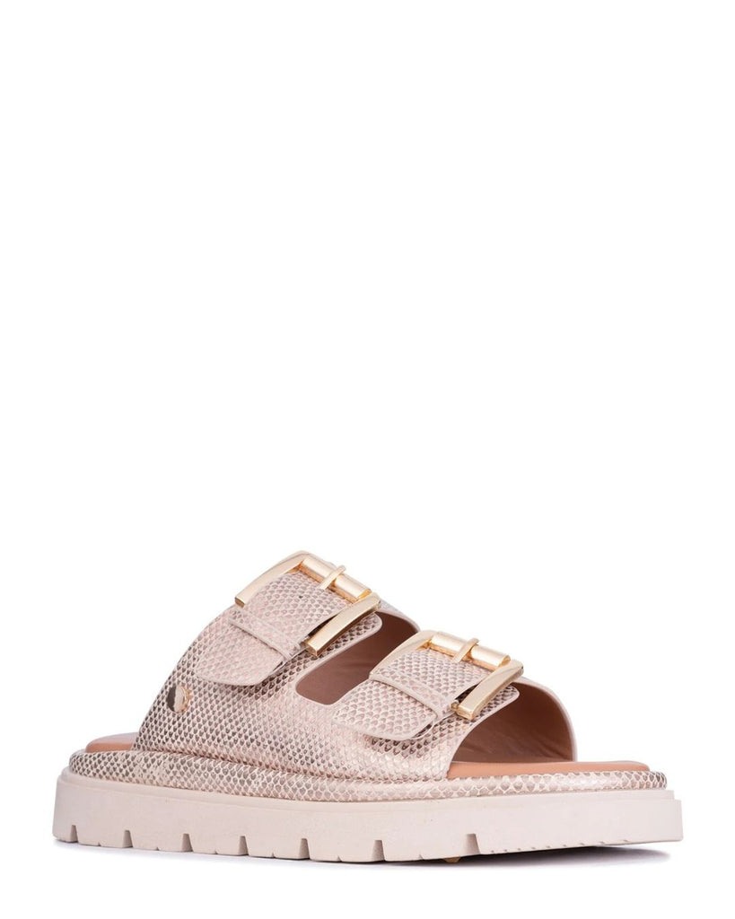 Los Cabos Toledo Beige Lizard Chunky Cushioned Slide