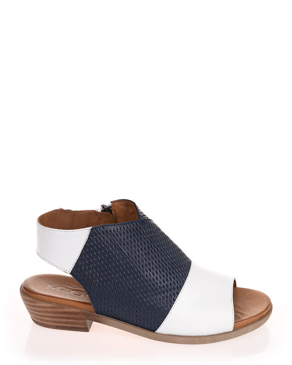 Mago Harper White/Navy/White Leather Sandal