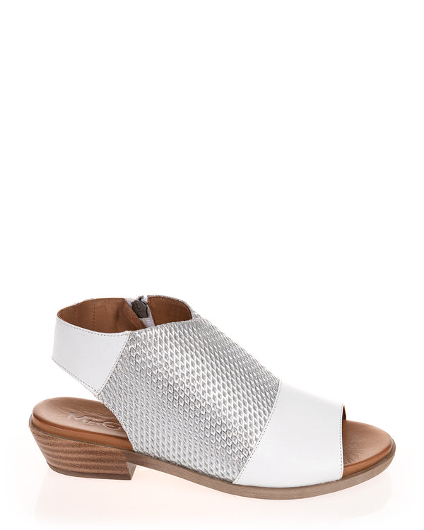 Mago Harper White/Silver/White Leather Sandal