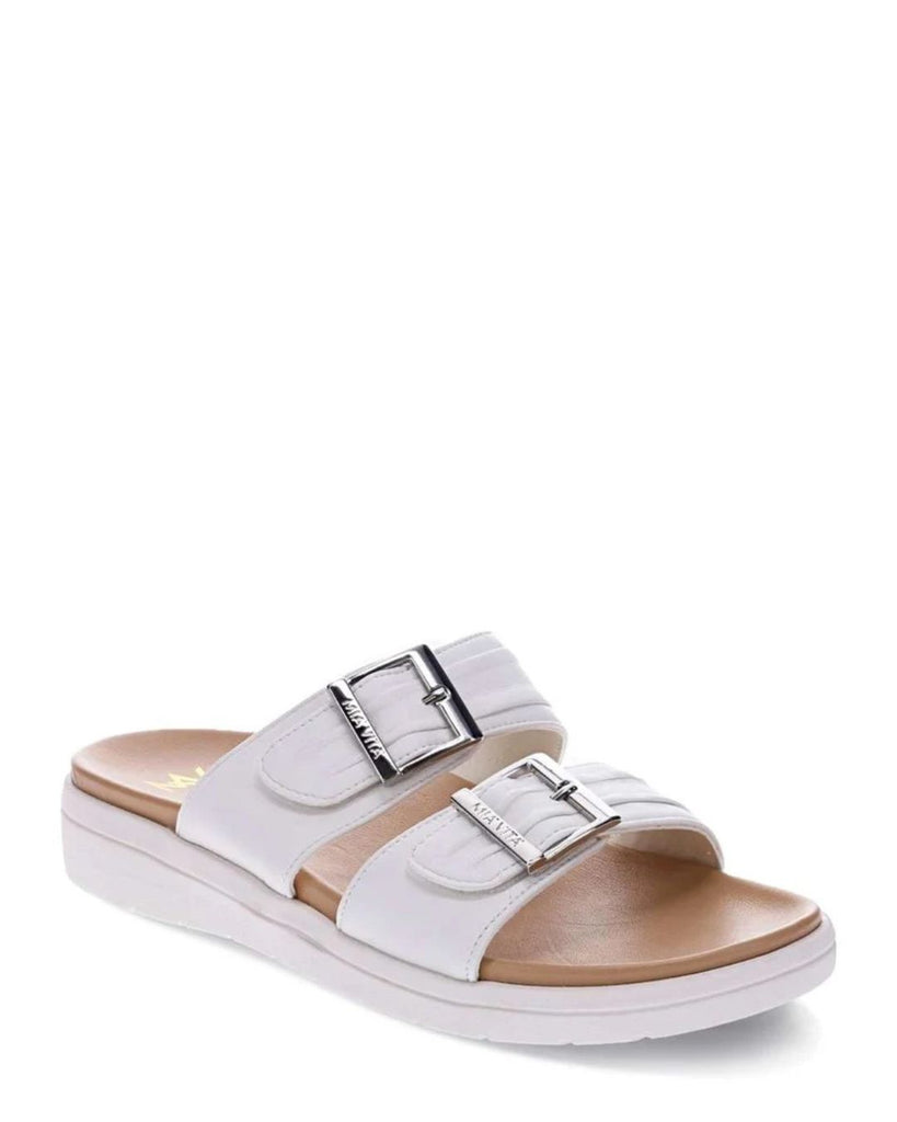 Mia Vita Bowie White Leather Low Slide