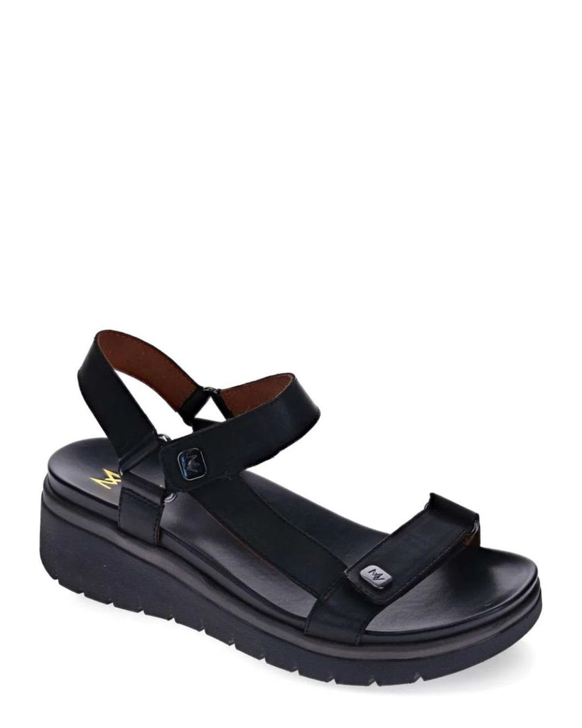 Mia Vita Candice Black/Black Leather Comfort Sandal