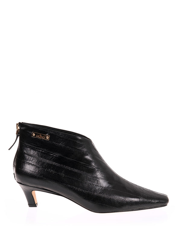 Minx Aluna Black Eel Leather Ankle Boot