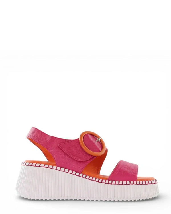 Minx Dash Dot Minxie Brights Pink & Orange Leather Wedge