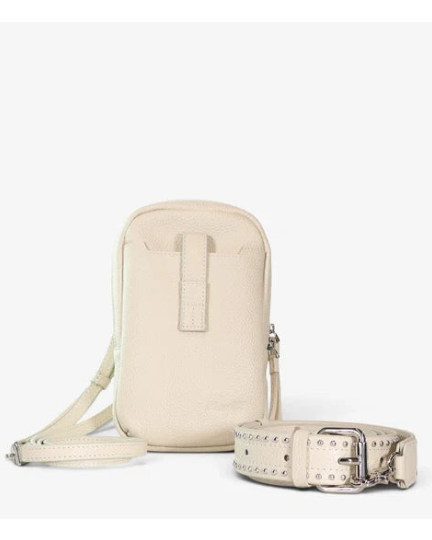 Minx Dial Up Jet Setter Ivory Milled Leather Silver Hardware