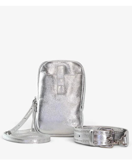 Minx Dial Up Jet Setter Silver Milled Leather Silver Hardware