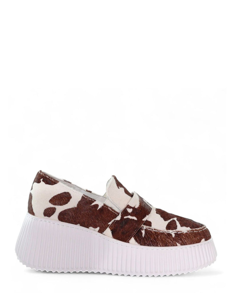 Minx Floyd Tan & White Pony Leather Casual Loafer