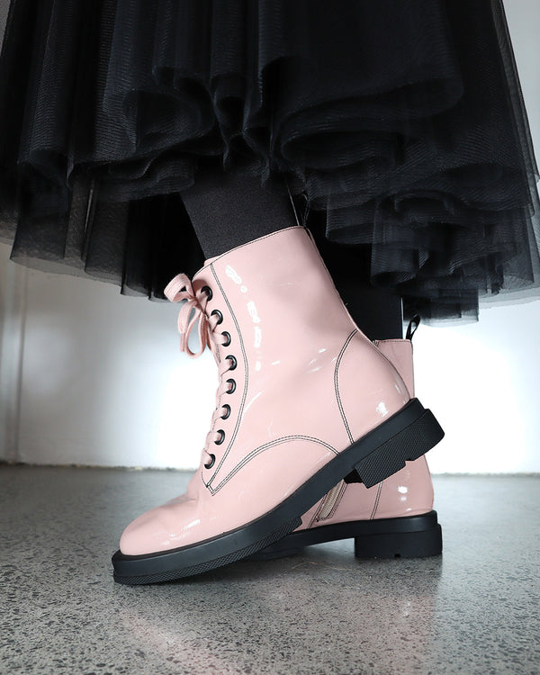 Minx Millie Ballet Pink Crinkle Patent Boot