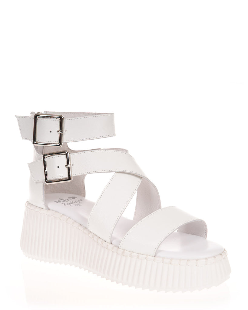 Minx Plaza White Milled Leather Sandal