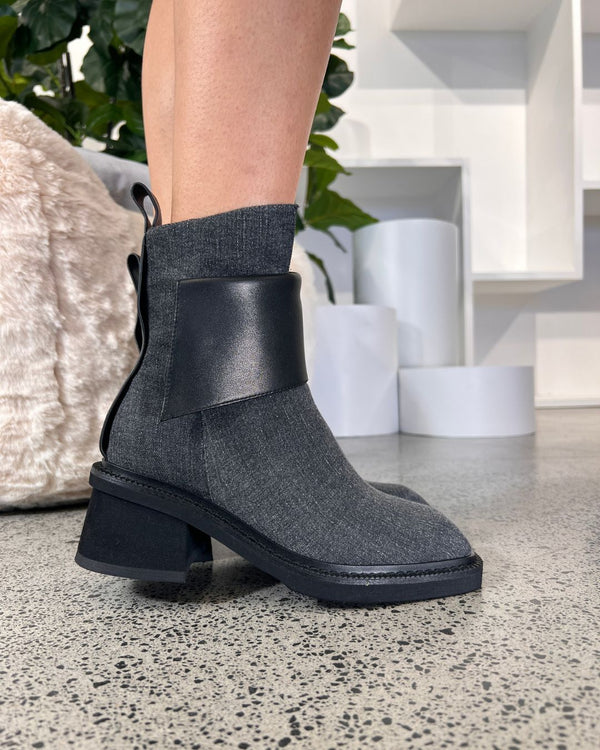 Minx Sasher Black Denim Combo Ankle Boot