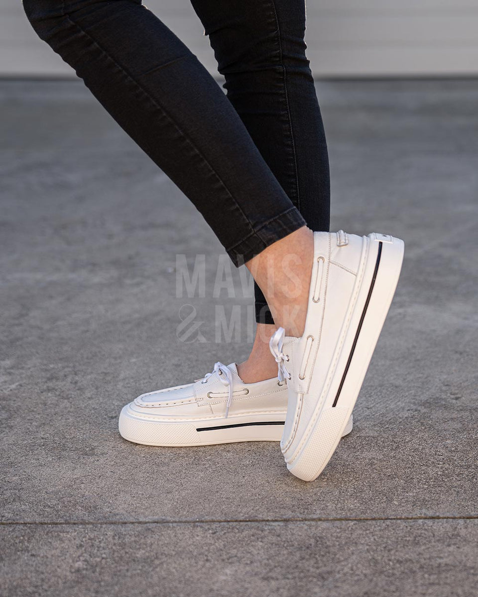 Minx Saylor White Leather Casual – Mavis & Mick - Women Fashion & Shoes