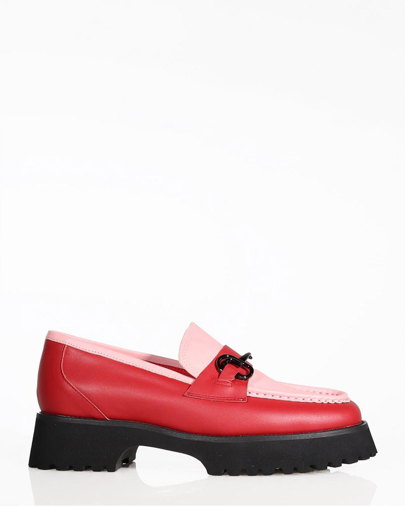 Minx Square Bite Marks Leather Ruby Red Ballet Pink Brogue