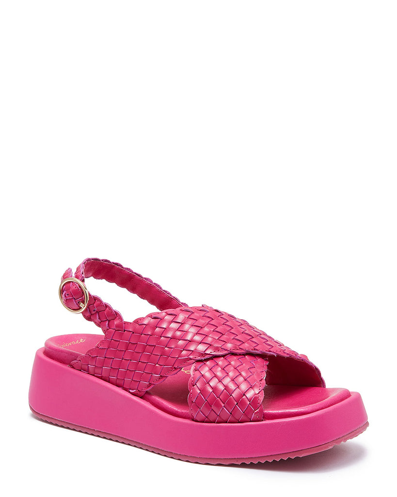 Minx Tangle Hot Pink Leather Woven Sandal