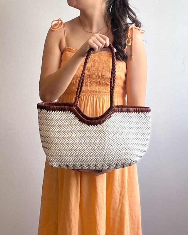 Minx The Grove Tote Bag Ivory/Cinnamon Brown Weave