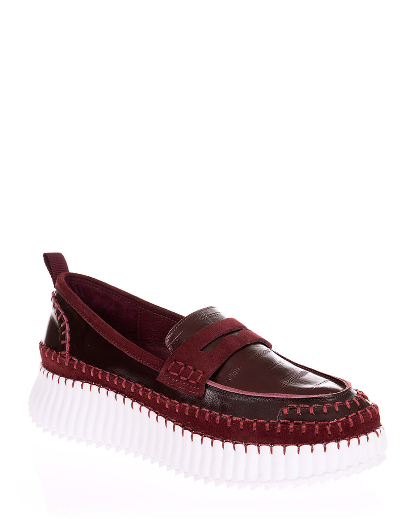 Minx Tide Choc Cherry Suede Leather Stitch Casual