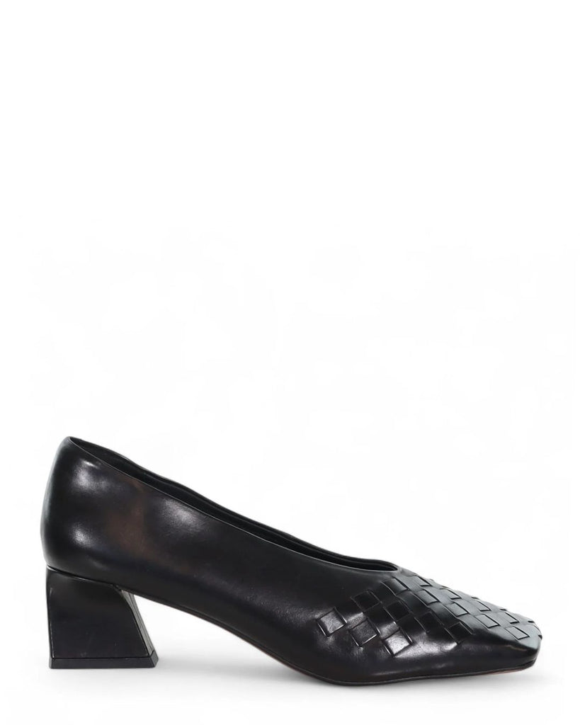 Minx Valentina Black Leather Court Shoe