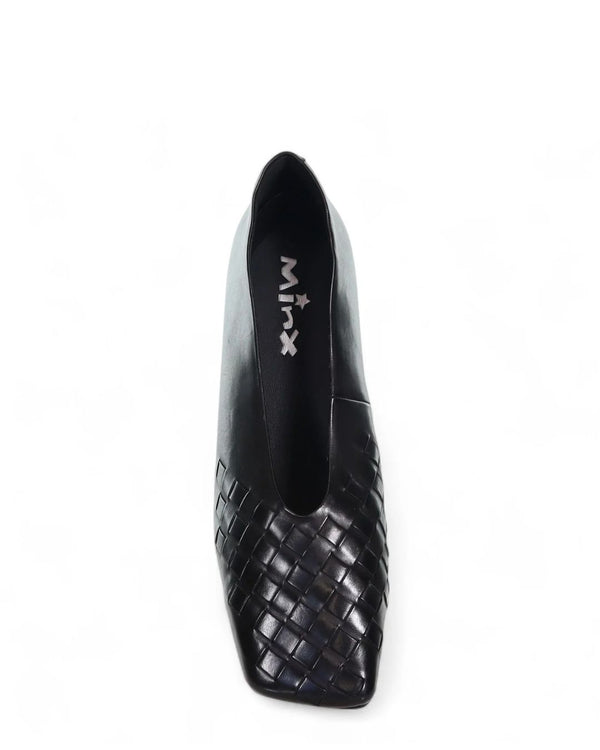Minx Valentina Black Leather Court Shoe