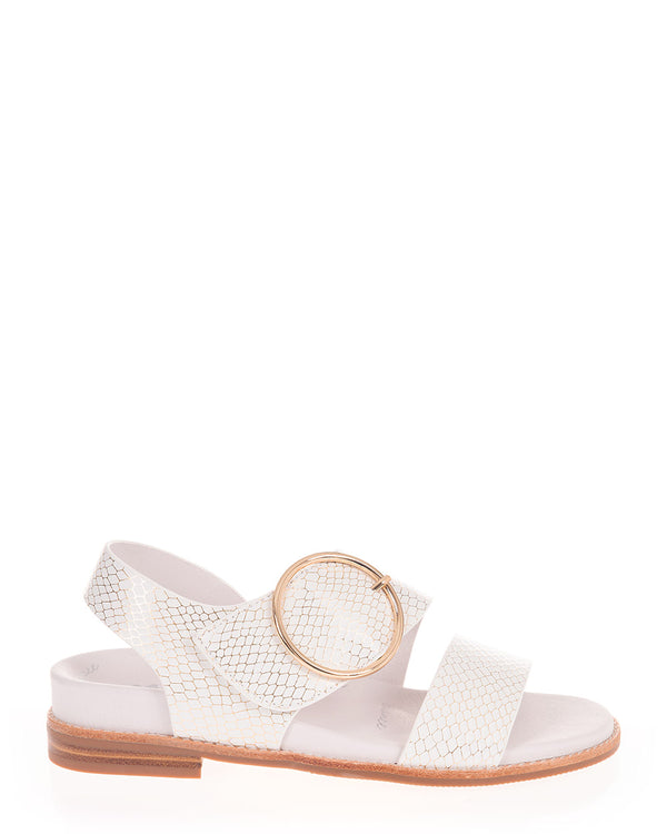 Minx Willa White Gold Emboss Wellness Range Sandal