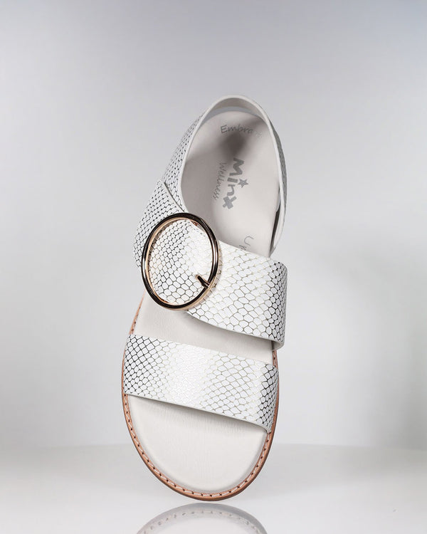Minx Willa White Gold Emboss Wellness Range Sandal
