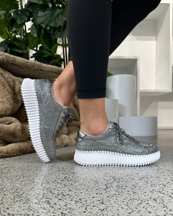 Minx Yaya Sparkle Silver/Pewter Sneaker