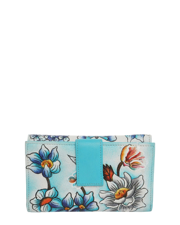 Modapelle 2193 Hand Painted Leather Wallet Blue Butterfly