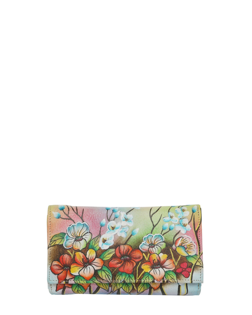 Modapelle 2193 Hand Painted Leather Wallet Floral Field