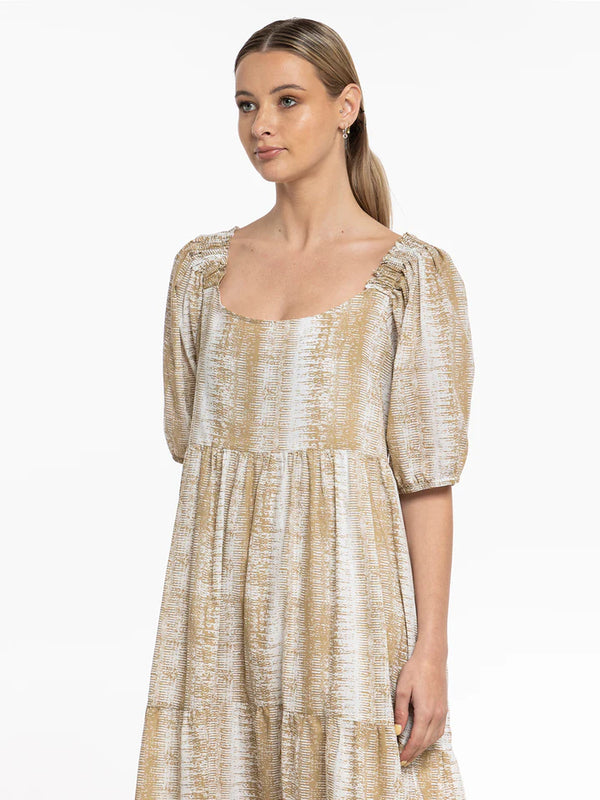 XLAB 506  Natural Light Print Dress Beige