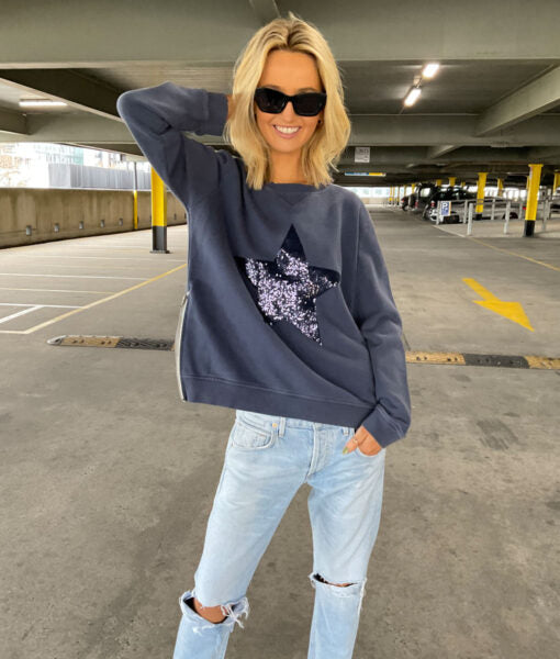 Sophie Moran Sequin Star Navy Sweatshirt