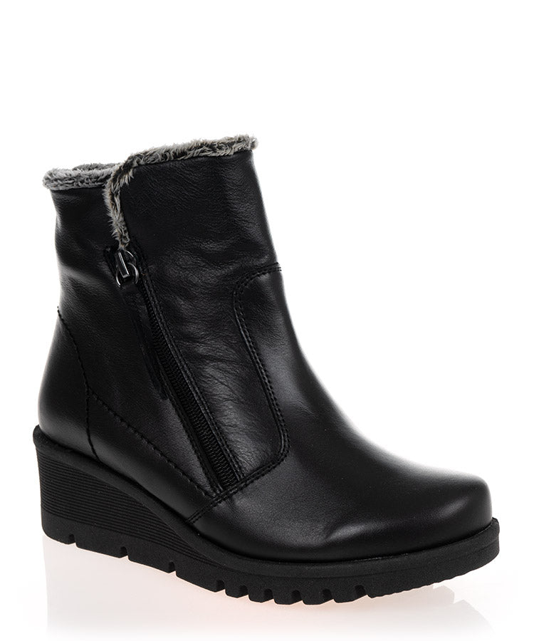 Neo 20850NE Black Leather Wedge Ankle Boot